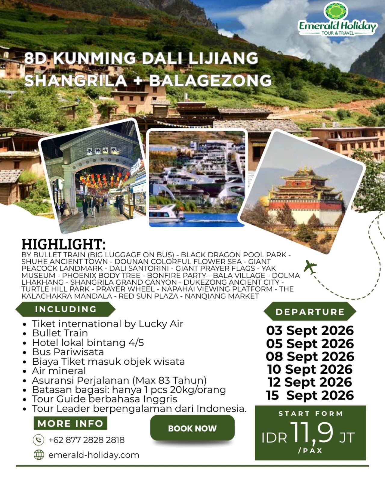 8D KUNMING DALI LIJIANG SHANGRILA BALAGEZONG